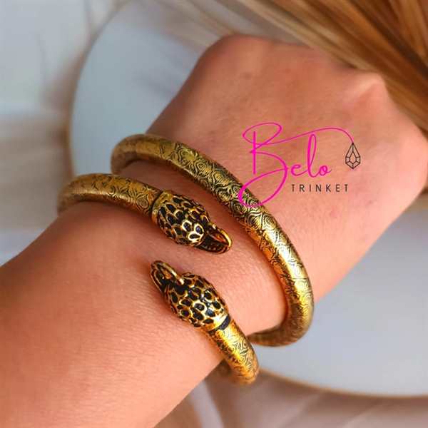 Antique golden peacock cuff handmade bracelet