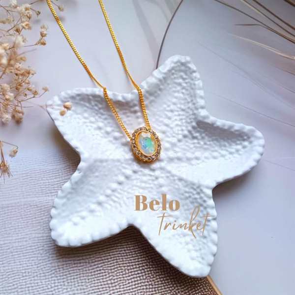 Dainty Clear opal essence Crystal Gold Plated Pendant 