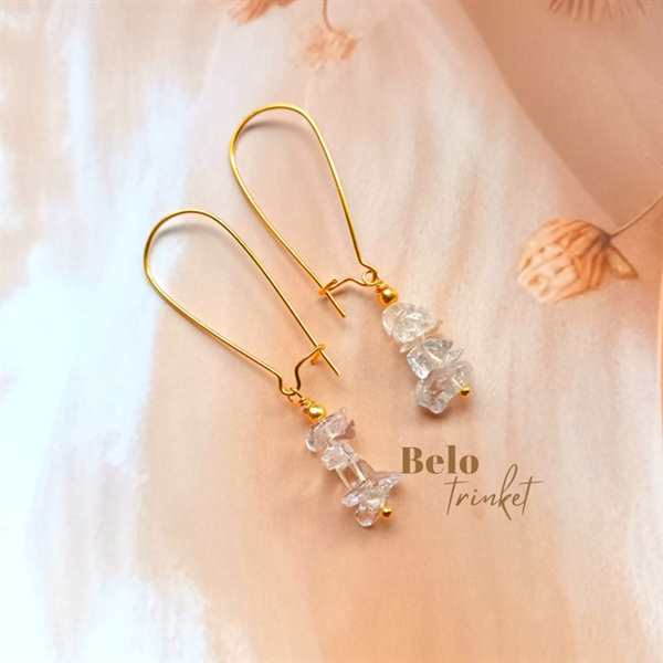  Dainty Crystal gemstone handmade golden earrings