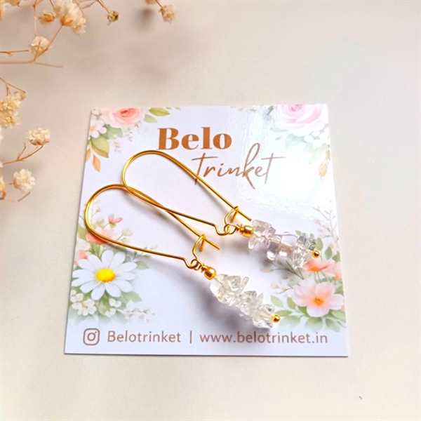  Dainty Crystal gemstone handmade golden earrings