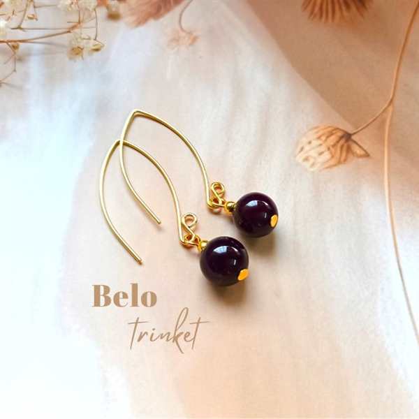  Dainty Garnet gemstone handmade golden earrings