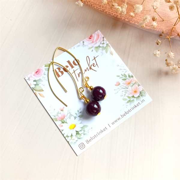  Dainty Garnet gemstone handmade golden earrings