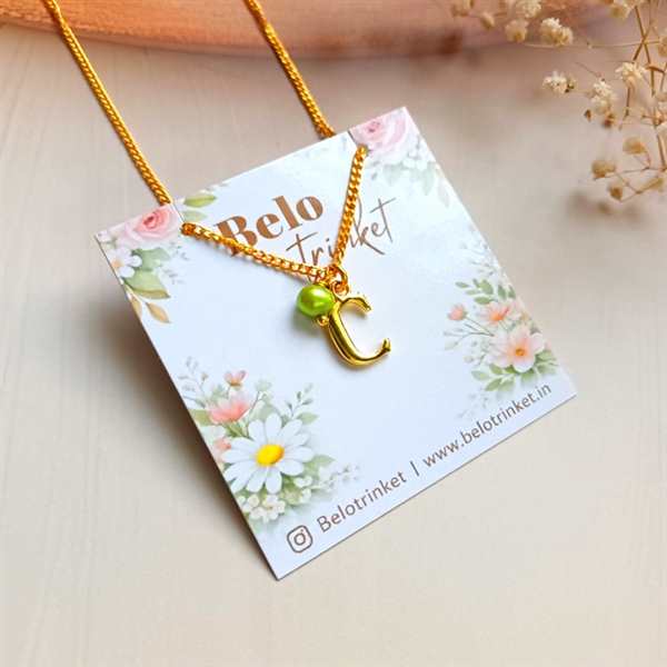 Dainty Initial birthstone golden pendant chain 