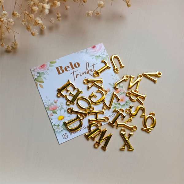 Dainty Initial birthstone golden pendant chain 