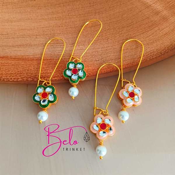 Dainty Polki flower pearl earrings