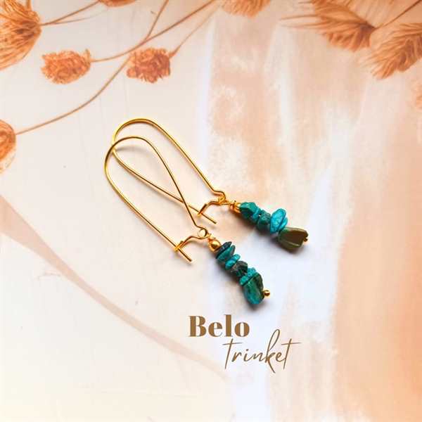 Dainty Turquoise gemstone handmade golden earrings