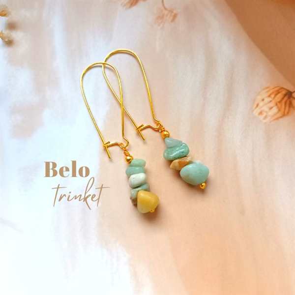  Dainty amazonite gemstone handmade golden earrings