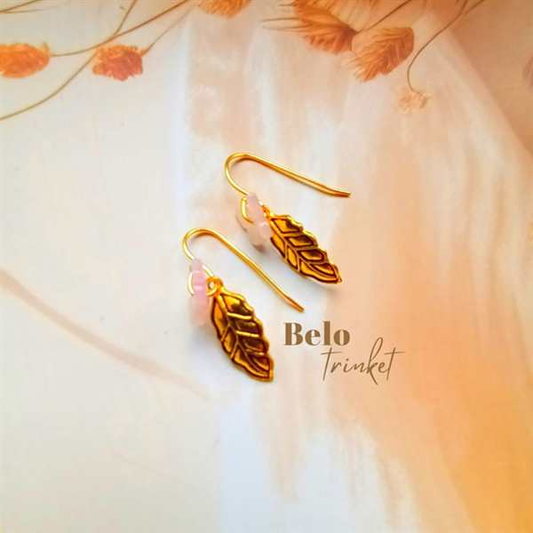 Dainty butterfly leaf dangler gemstone earrings