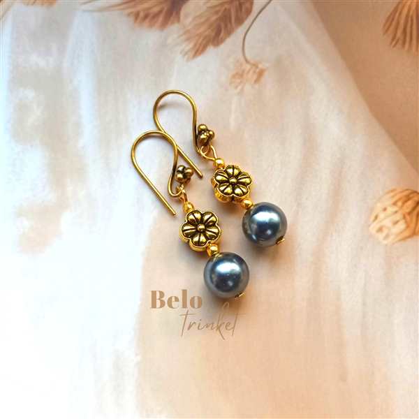 Dainty grey  pearl danglers earrings