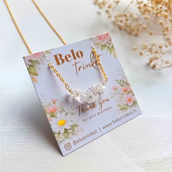 Dainty natural crystal golden Necklace