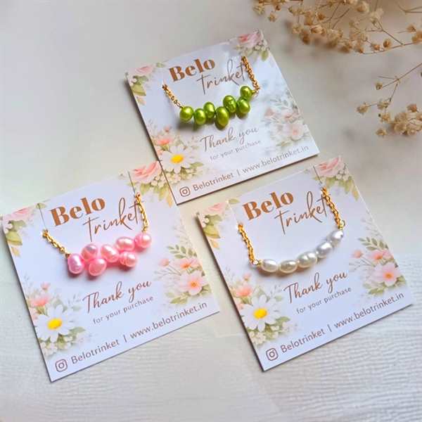  Dainty natural green pearl golden Necklace