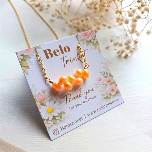  Dainty natural pearl golden Necklace