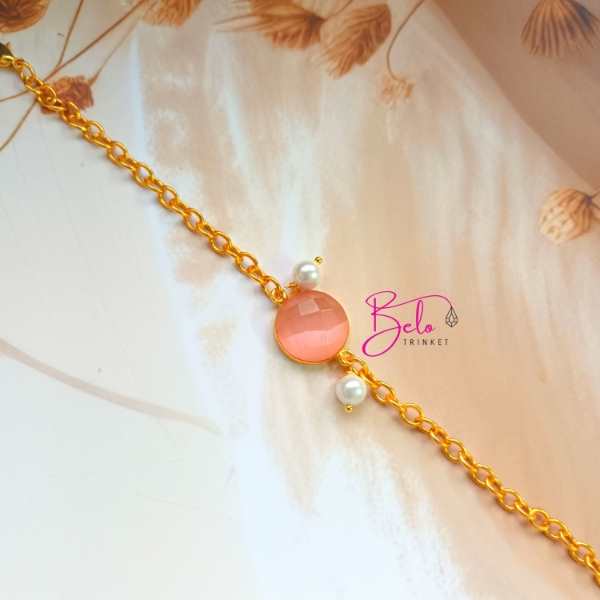 Dainty pink golden handmade bracelet