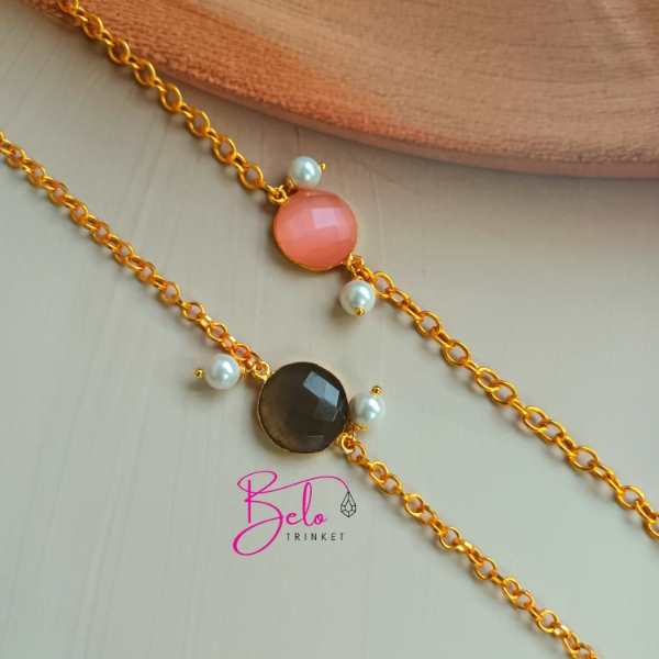 Dainty smoky quartz  golden handmade bracelet