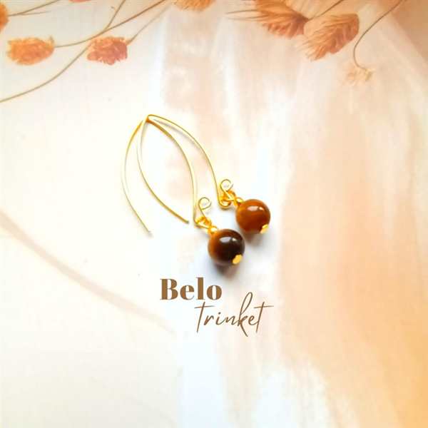 Dainty tiger eye dangler gemstone earrings