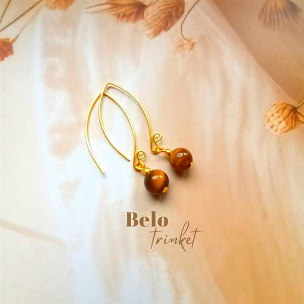 Dainty tiger eye dangler gemstone earrings