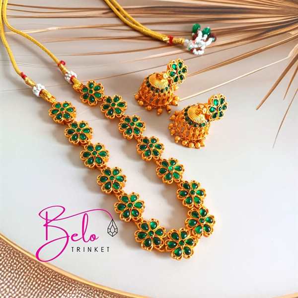 Ethnic Style Golden green floral Choker Necklace 