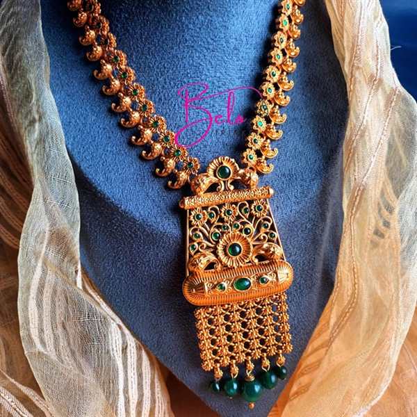 Green bridal gemstone party wear necklace set